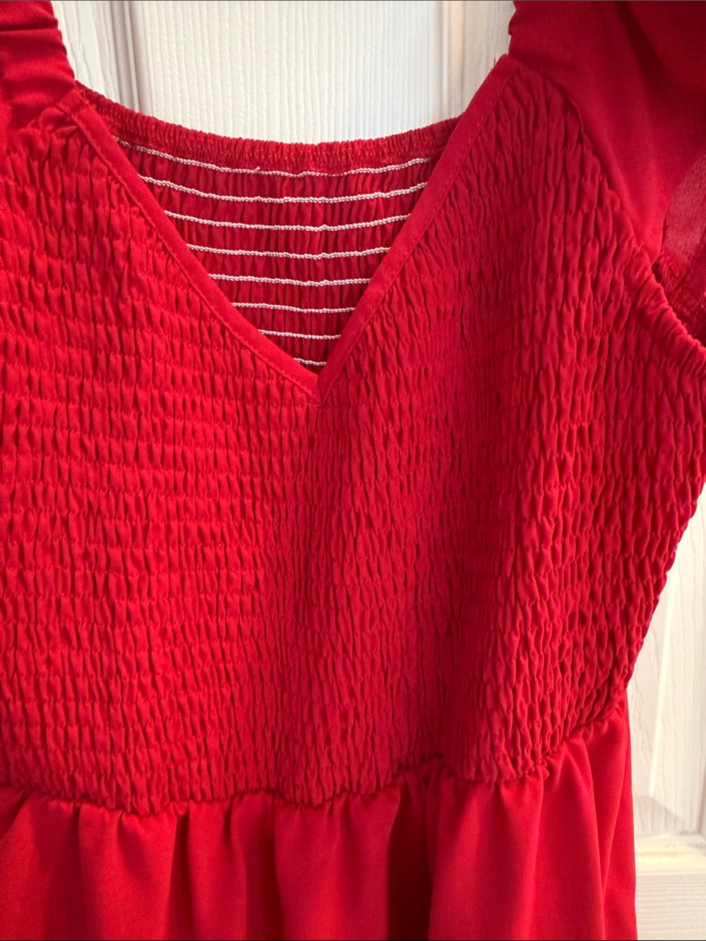 Red Ruffle Strap Maxi Dress - Picture 4 of 8